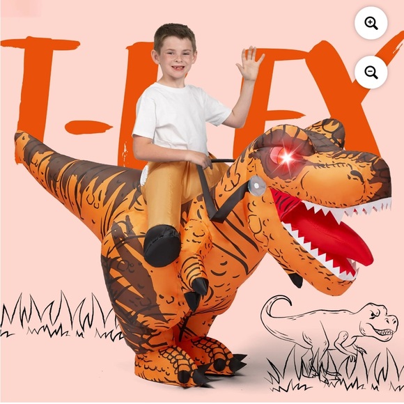 Two Inflatable Ride-On T-Rex Costumes (1 Adult, 1 Child) - Picture 2 of 9